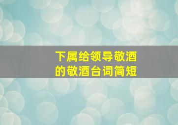 下属给领导敬酒的敬酒台词简短