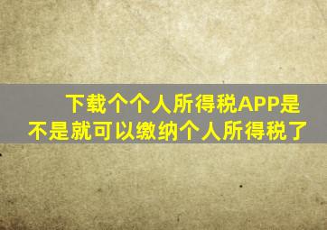 下载个个人所得税APP是不是就可以缴纳个人所得税了