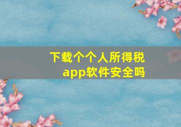 下载个个人所得税app软件安全吗