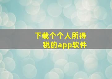 下载个个人所得税的app软件