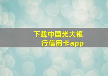 下载中国光大银行信用卡app