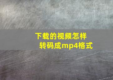 下载的视频怎样转码成mp4格式