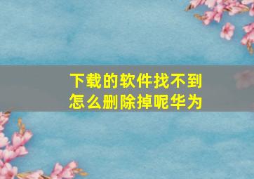 下载的软件找不到怎么删除掉呢华为