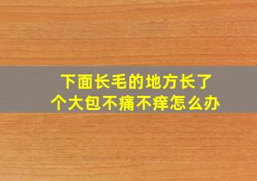 下面长毛的地方长了个大包不痛不痒怎么办