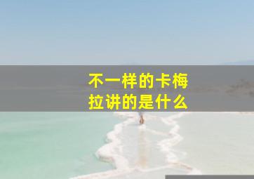 不一样的卡梅拉讲的是什么