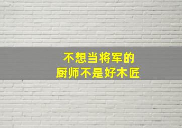 不想当将军的厨师不是好木匠