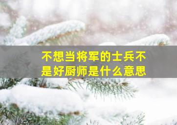 不想当将军的士兵不是好厨师是什么意思