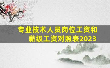 专业技术人员岗位工资和薪级工资对照表2023