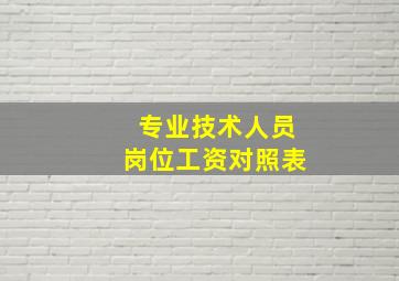 专业技术人员岗位工资对照表