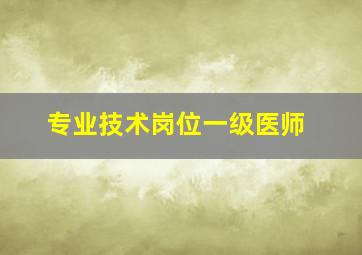 专业技术岗位一级医师