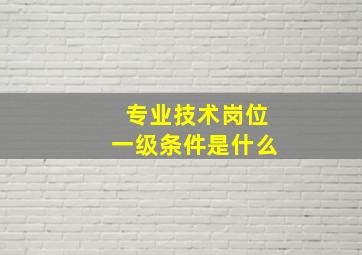 专业技术岗位一级条件是什么