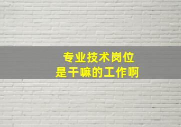 专业技术岗位是干嘛的工作啊