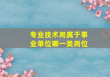 专业技术岗属于事业单位哪一类岗位