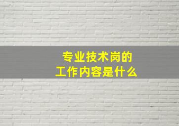 专业技术岗的工作内容是什么