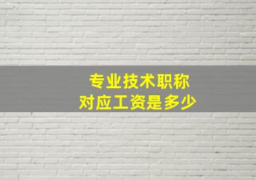 专业技术职称对应工资是多少