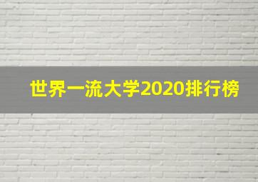 世界一流大学2020排行榜