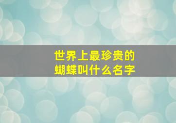 世界上最珍贵的蝴蝶叫什么名字