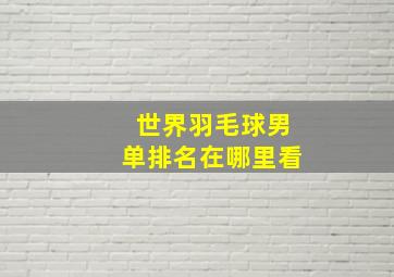 世界羽毛球男单排名在哪里看