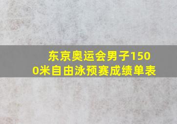 东京奥运会男子1500米自由泳预赛成绩单表