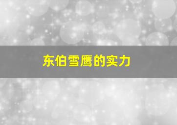 东伯雪鹰的实力