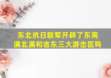 东北抗日联军开辟了东南满北满和吉东三大游击区吗