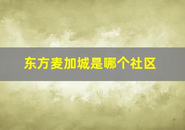 东方麦加城是哪个社区