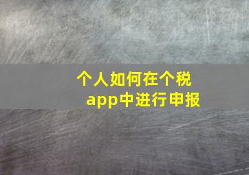 个人如何在个税app中进行申报