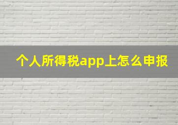 个人所得税app上怎么申报