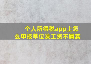 个人所得税app上怎么申报单位发工资不属实