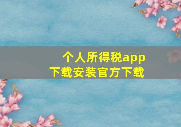 个人所得税app下载安装官方下载