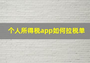 个人所得税app如何拉税单