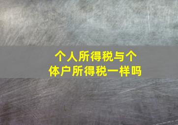 个人所得税与个体户所得税一样吗