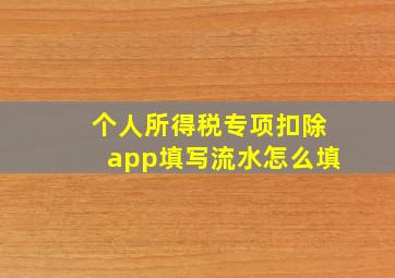 个人所得税专项扣除app填写流水怎么填