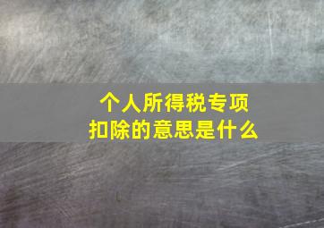 个人所得税专项扣除的意思是什么