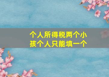 个人所得税两个小孩个人只能填一个