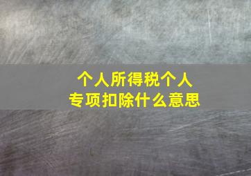 个人所得税个人专项扣除什么意思