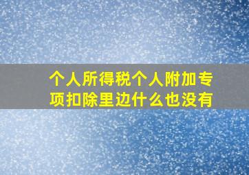 个人所得税个人附加专项扣除里边什么也没有