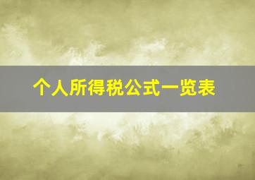 个人所得税公式一览表