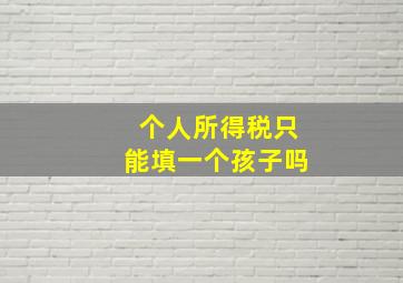 个人所得税只能填一个孩子吗