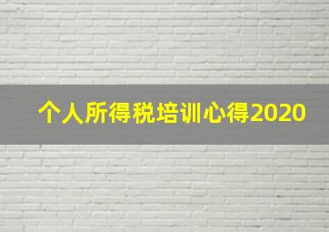 个人所得税培训心得2020