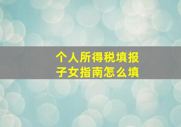 个人所得税填报子女指南怎么填