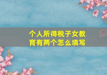 个人所得税子女教育有两个怎么填写