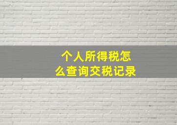 个人所得税怎么查询交税记录