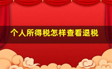 个人所得税怎样查看退税