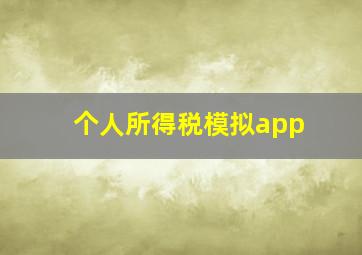 个人所得税模拟app