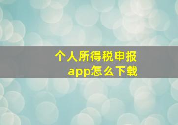 个人所得税申报app怎么下载