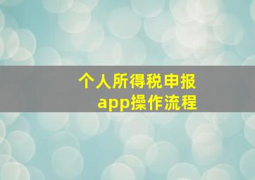 个人所得税申报app操作流程