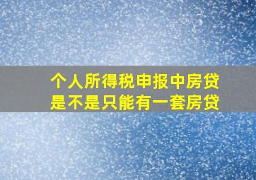 个人所得税申报中房贷是不是只能有一套房贷