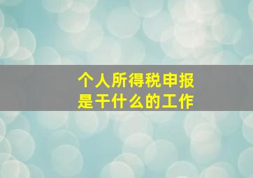 个人所得税申报是干什么的工作