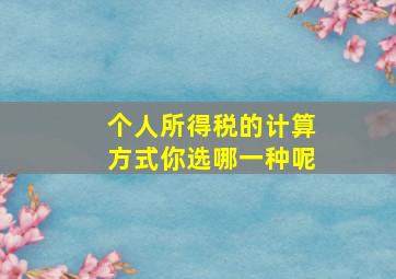 个人所得税的计算方式你选哪一种呢